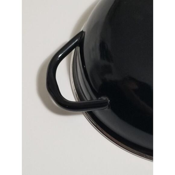 Vintage Enamelware Saute 3 Paella Nestling Pan Set Red Blue Yellow Black - Picture 9 of 9